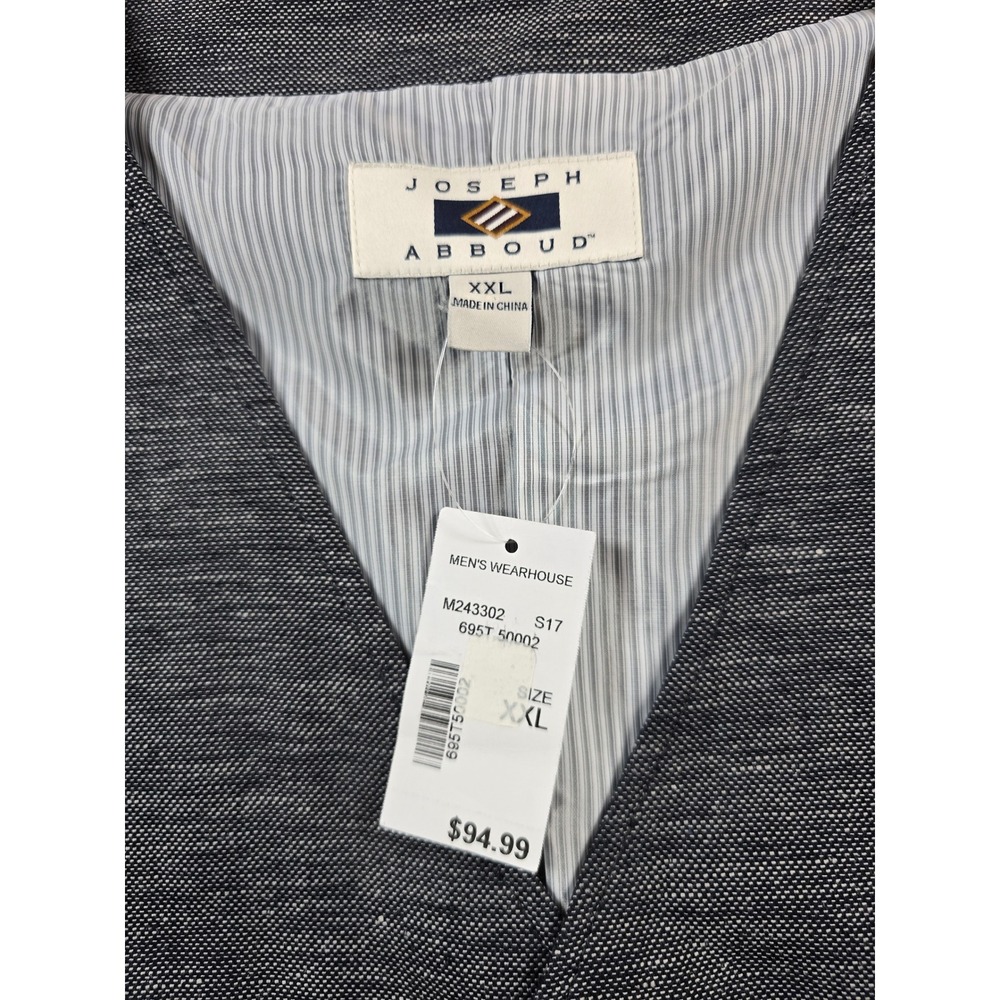 Joseph Abboud Linen Vest Mens XXL Charcoal Grey Cotton Blend Waistcoat NEW - Picture 4 of 8